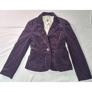 Gap Purple Velvet Button Blazer Women's 0 Witchy Goth Moody y2k 90's Tailored